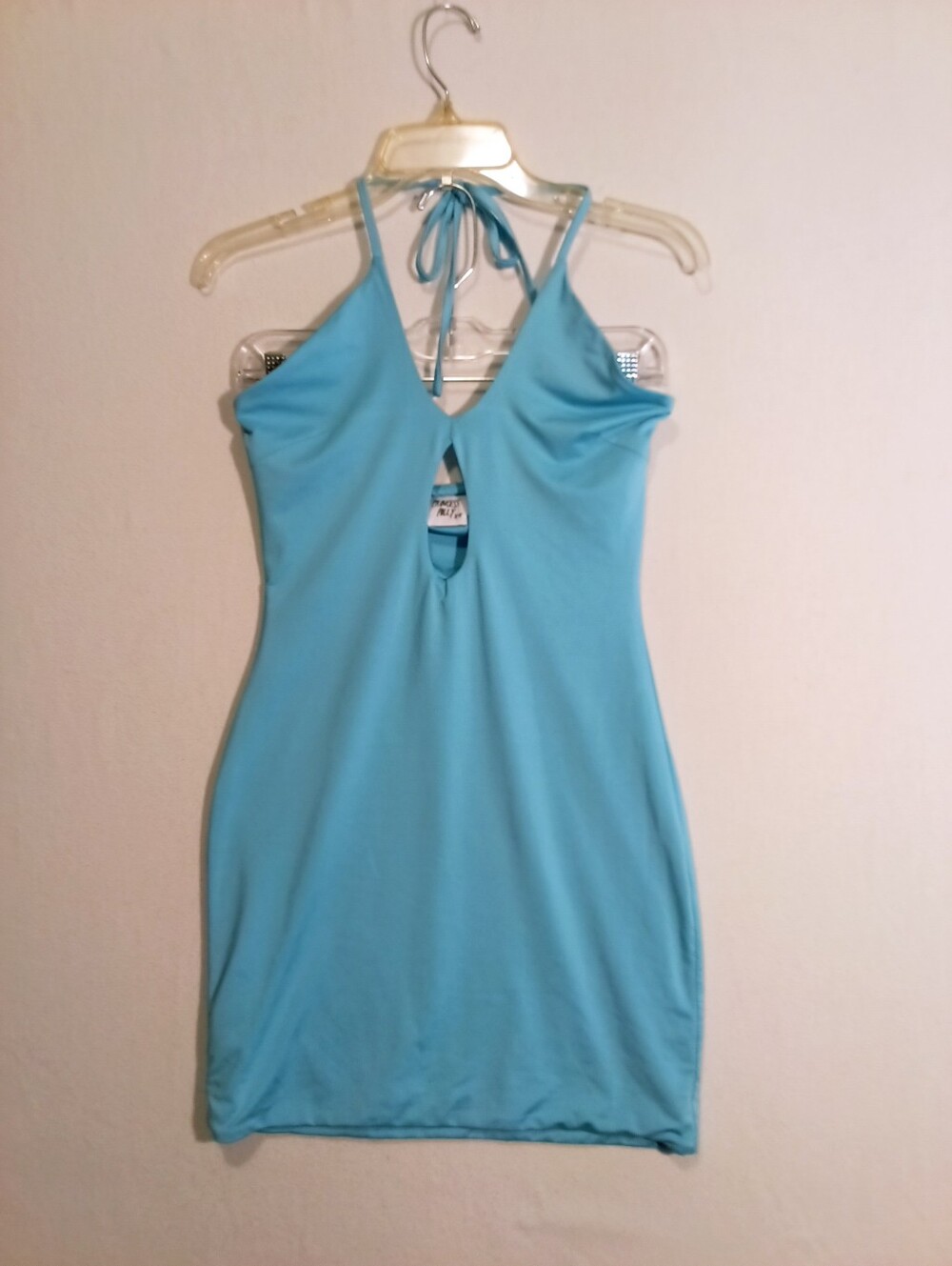 Light Blue Halter Neck Mini Dress - Princess Polly